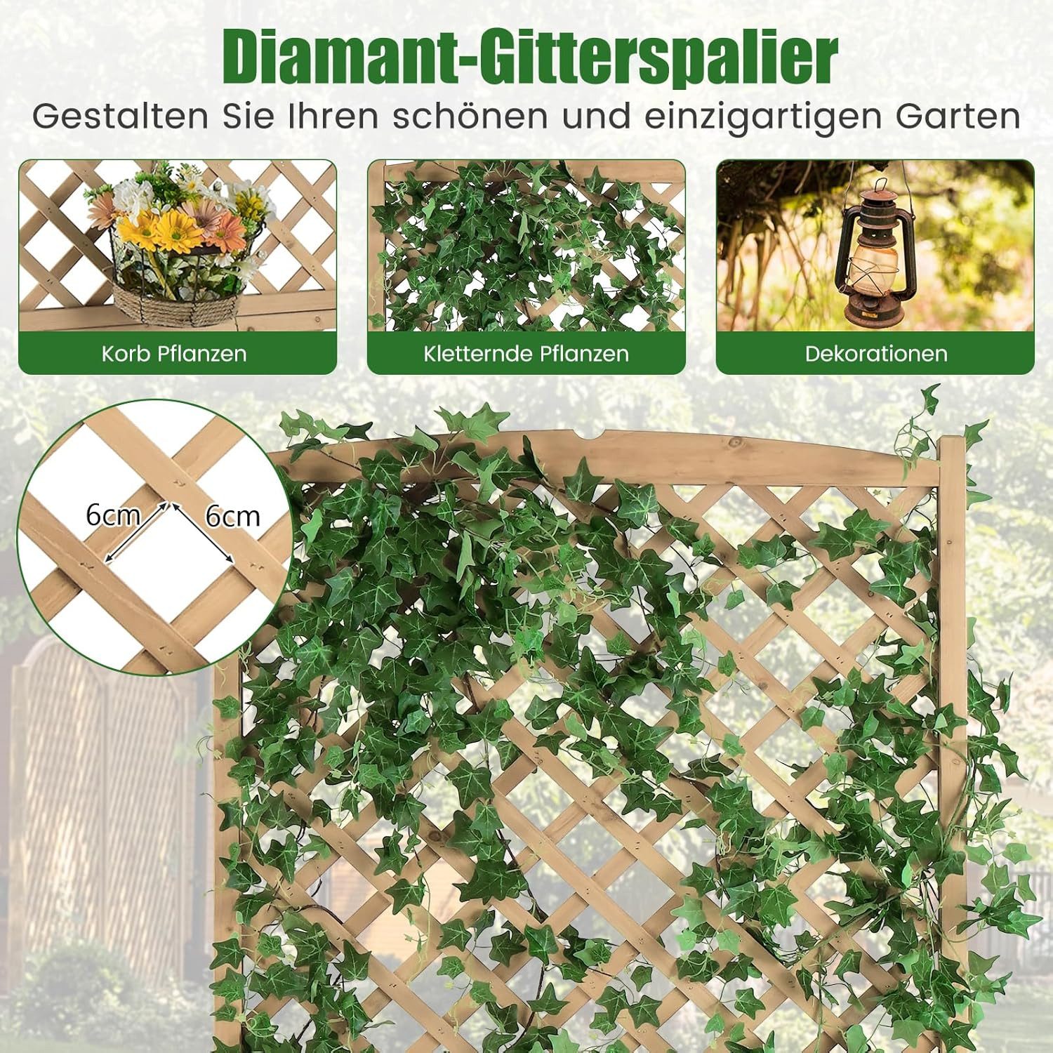 KOMFOTTEU Blumenkasten Hochbeet, mit Rankgitter, 90x44,5x180,5 günstig online kaufen