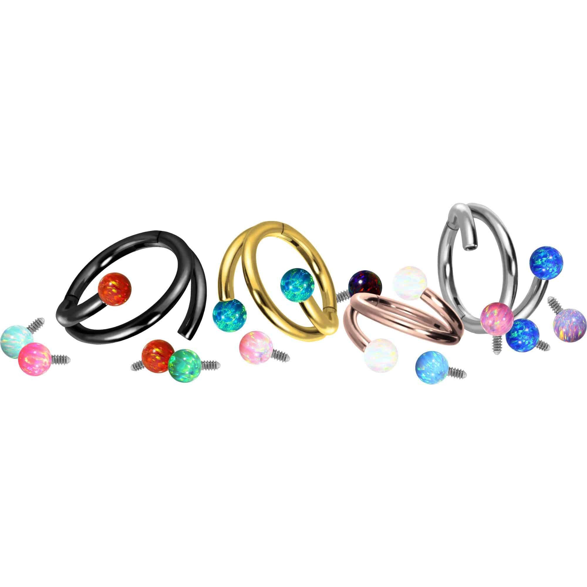 PIERCINGLINE Nasenpiercing Titan Segmentring Clicker mit Innengewinde 3 RINGE + 3 SYNTHETSCHE (Clicker, 1-tlg), Ohrpiercing für Conch, Helix, Tragus, Daith, Lobe