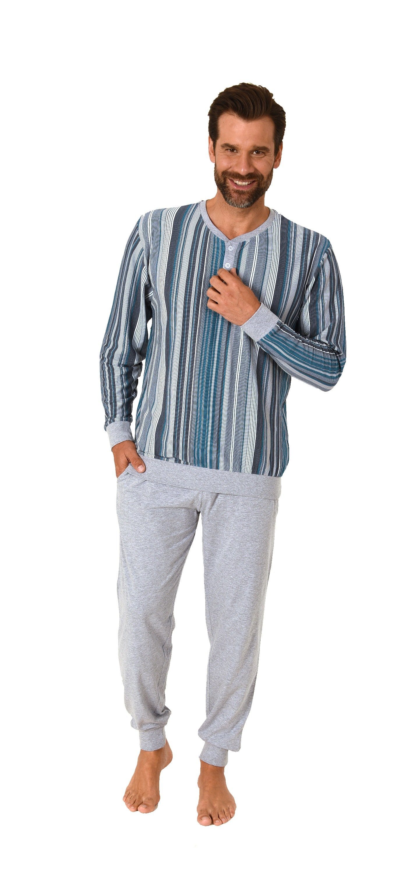 Normann Pyjama »Eleganter Herren Pyjama Schlafanzug in Streifenoptik,  Bündchen und Knopfleiste - 62792« online kaufen | OTTO