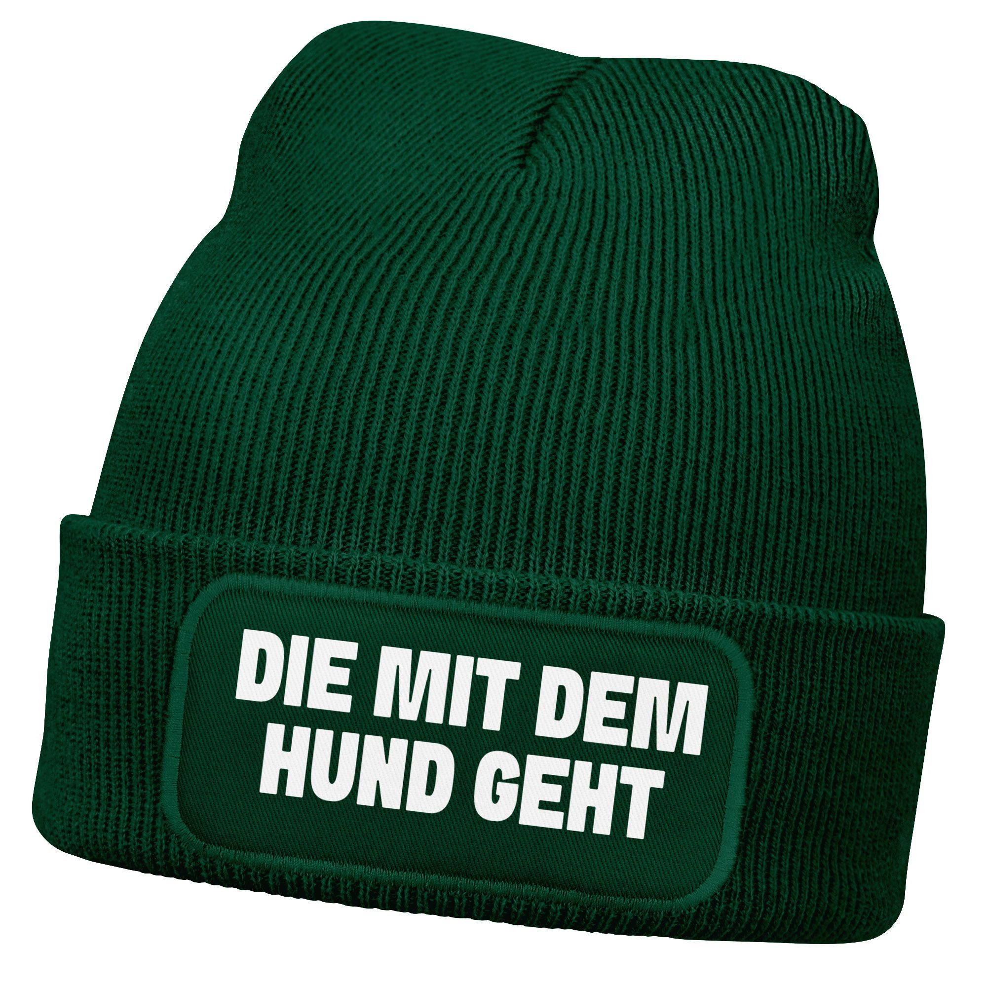 Strickmütze Damen Beanie Strickmütze mit Spruch Aufdruck Lustig Die mit dem Hund