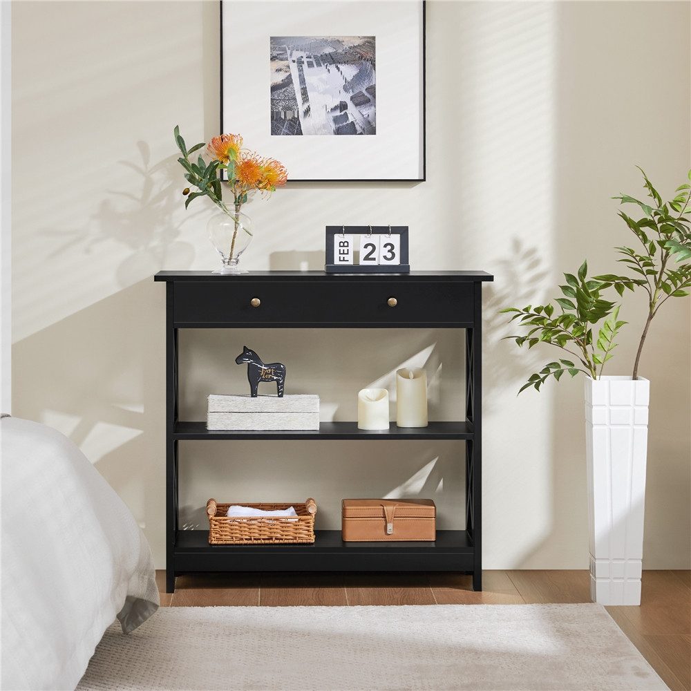 Yaheetech Konsolentisch 3-stufiger Beistelltisch, Sofatisch mit Schublade & günstig online kaufen