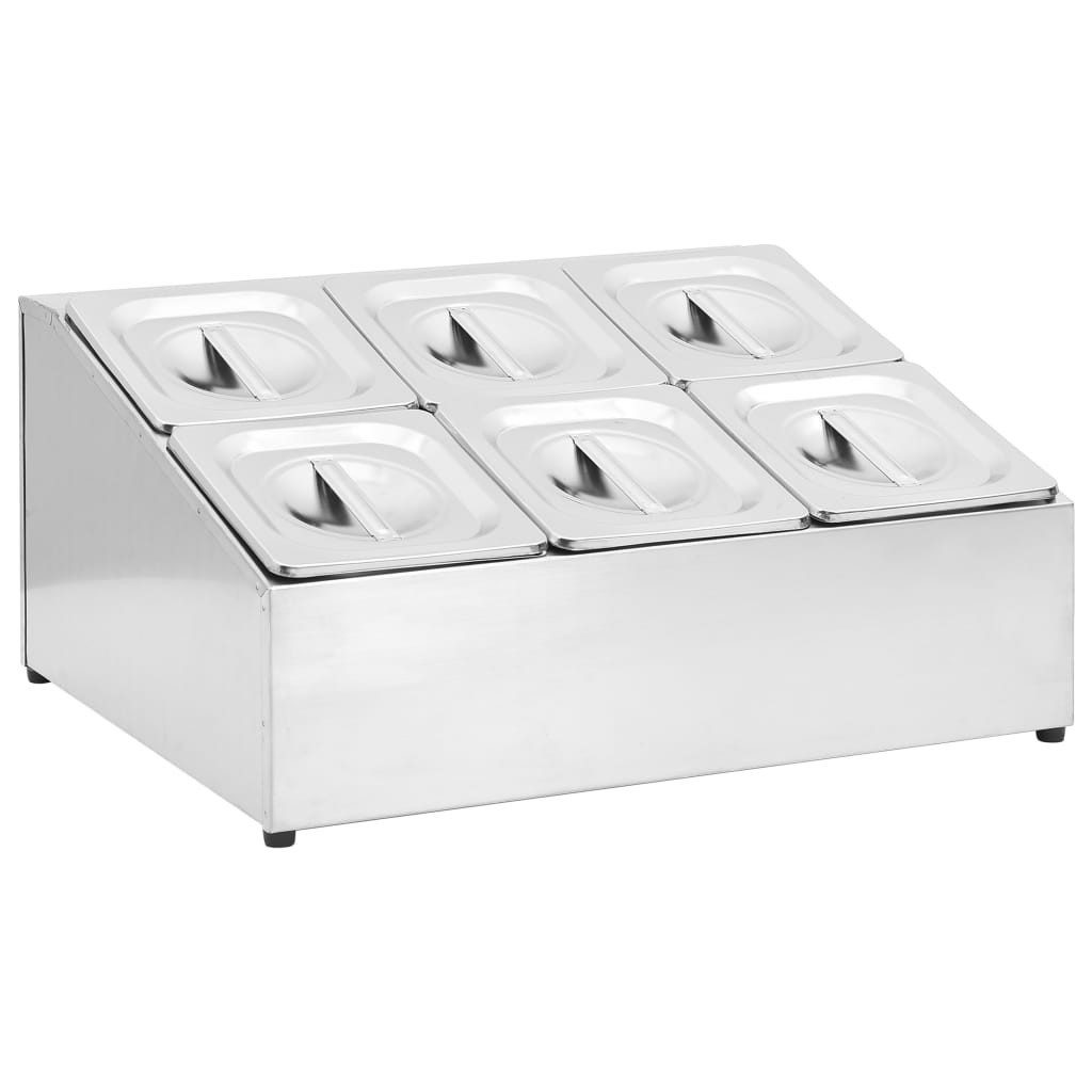 vidaXL Küchenregal Gastronorm-Ständer mit 6 GN 1/6 Behältern Edelstahl