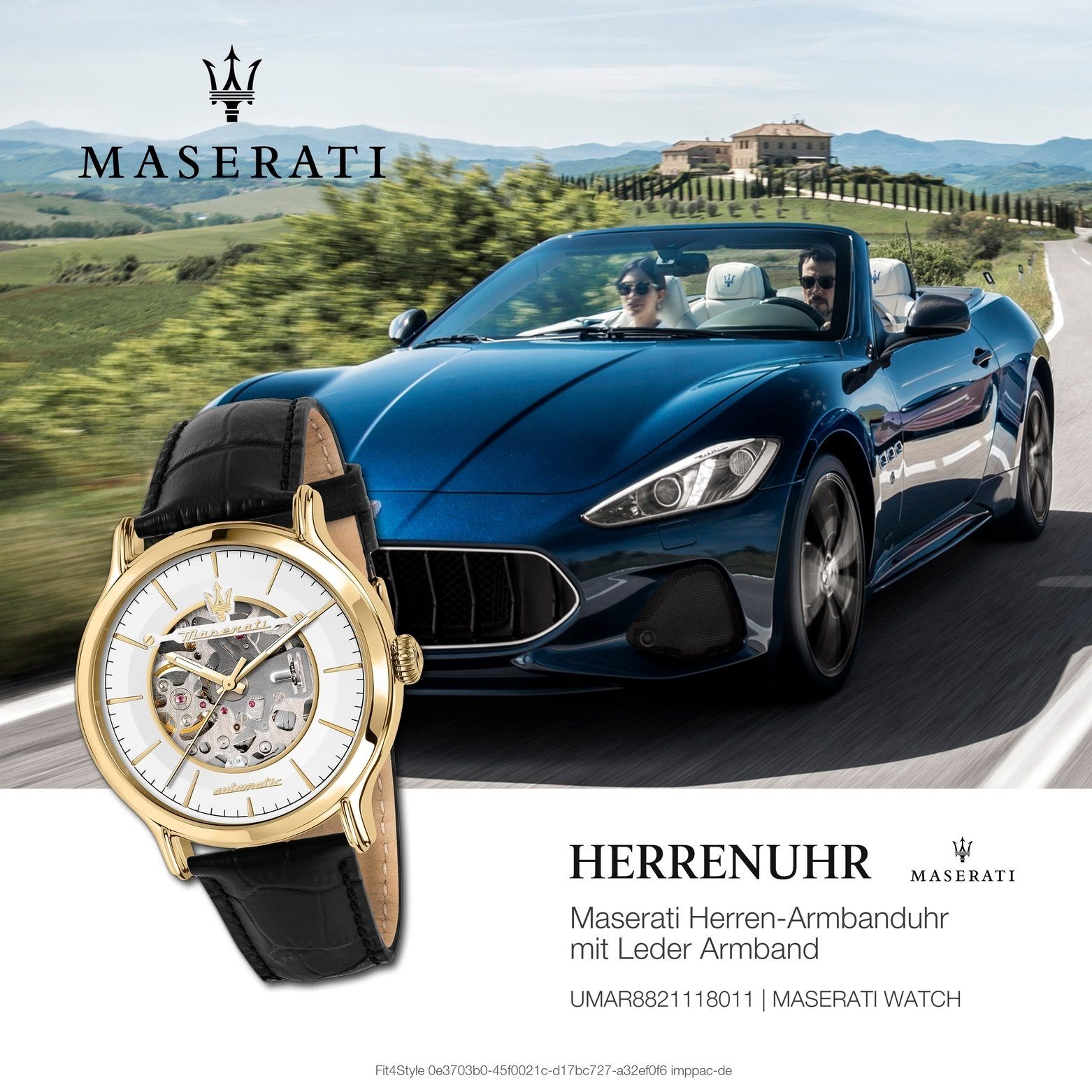 Maserati Time MASERATI Herren Epoca, 42mm) Italy Maserati groß Herrenuhr Made-In Quarzuhr Lederarmband, rund, (ca. Armband