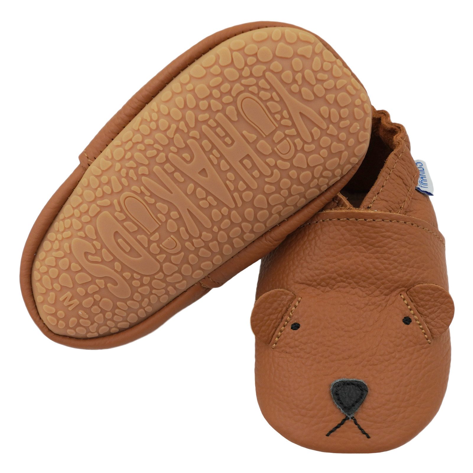 Yihakids Baby Krabbelschuhe Mit Gummisohle Lauflernschuhe Hausschuhe Hund Braun Barfußschuh elastisch