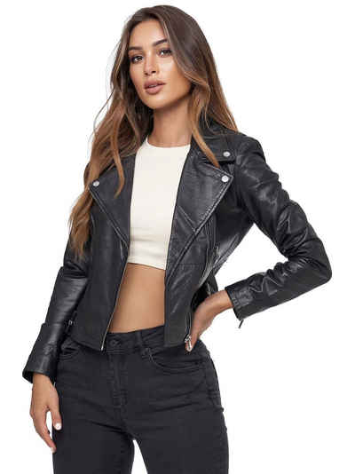 Tazzio Lederjacke F507 Biker Look mit coolen Zipper-Details & Reverskragen