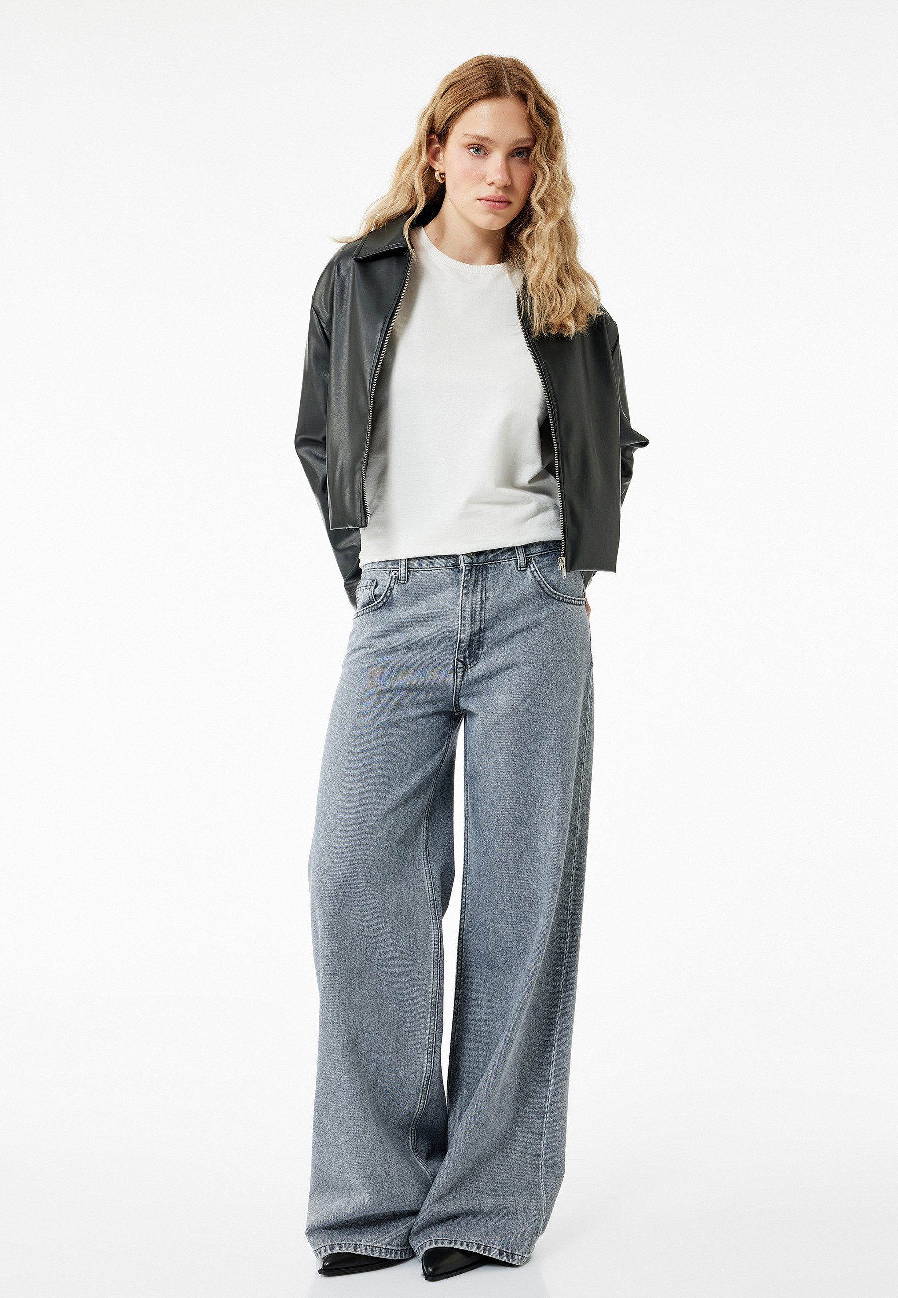 3/4-Jeans Normale Leibhöhe Loose Loose-fit-Jeans