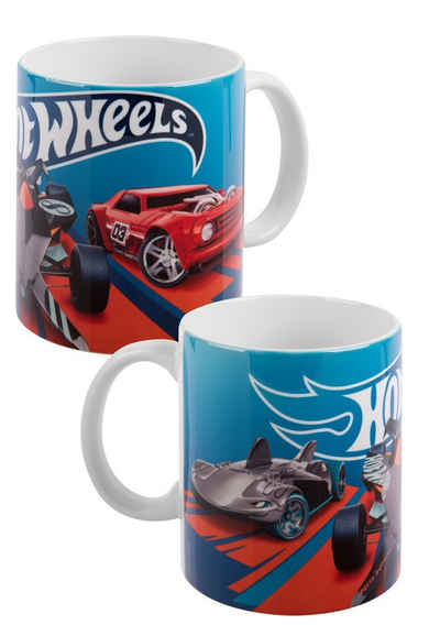 United Labels® Tasse Hot Wheels Tasse für Kinder - Race Zone aus Porzellan Blau 320 ml, Porzellan