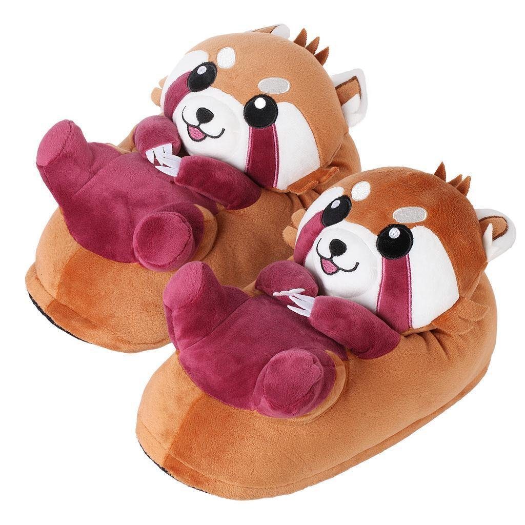 Corimori Tier Pantoffeln für Erwachsene Einheitsgröße 34-44 Plüsch Hausschuhe Witzige, lustige Tier-Hausschuhe, Erwachsene, Damen, Herren, Plüsch "Ponva" der rote Panda (orange)