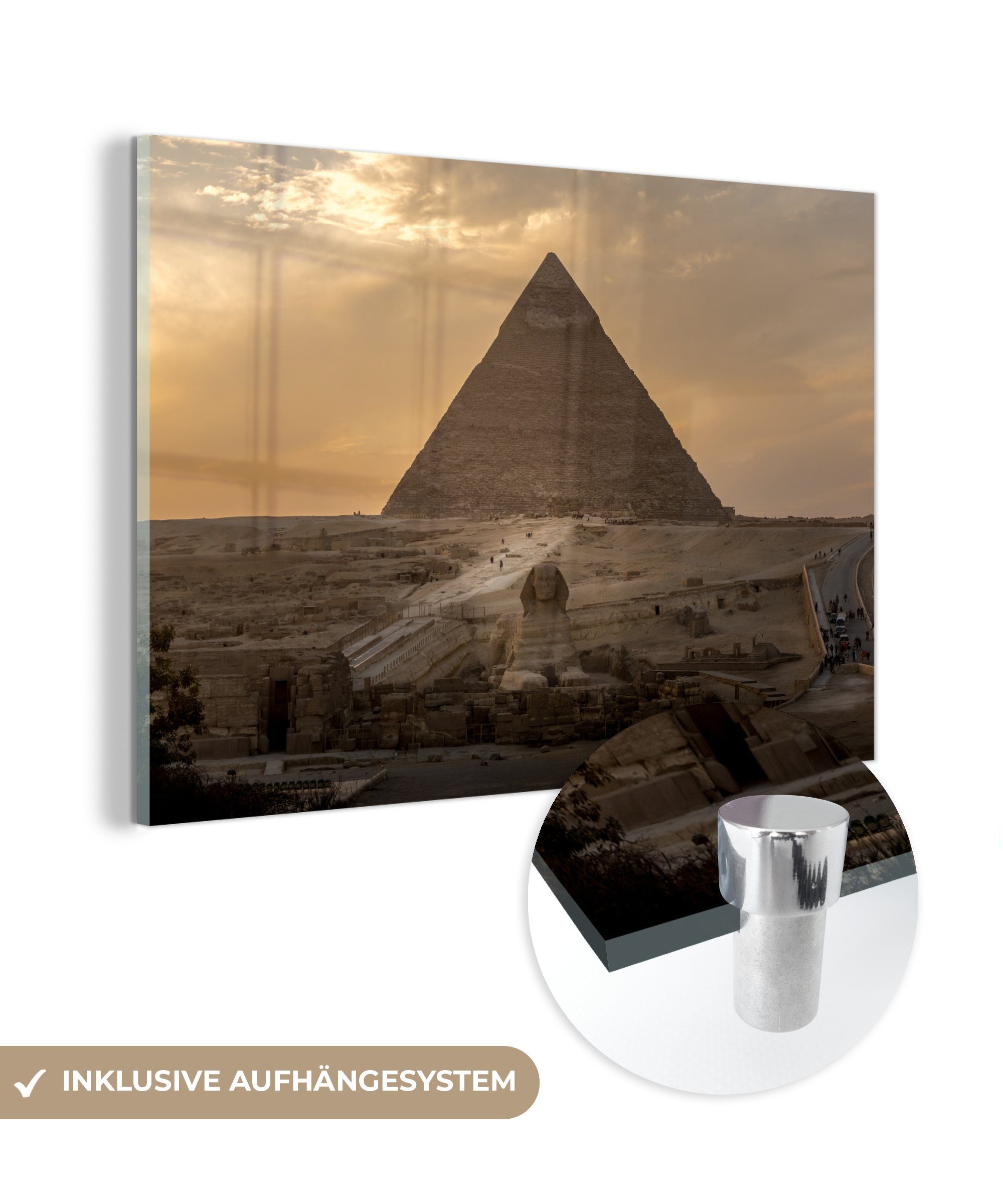 MuchoWow Acrylglasbild Die Große Sphinx von Gizeh vor der Chephrenpyramide, (1 St), Acrylglasbilder Wohnzimmer & Schlafzimmer