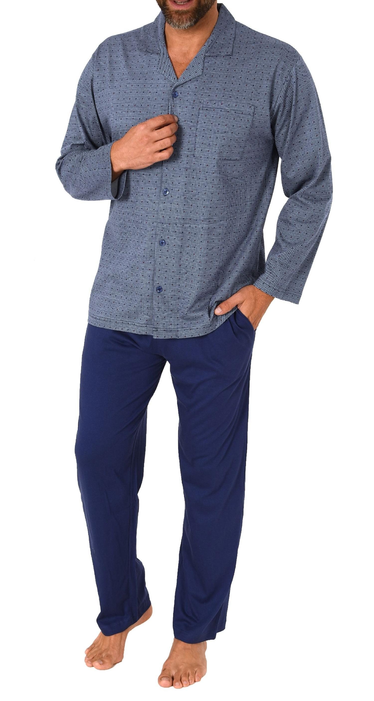 Normann Pyjama Herren Langarm Schlafanzug zum durchknöpfen, auch in Übergrö günstig online kaufen