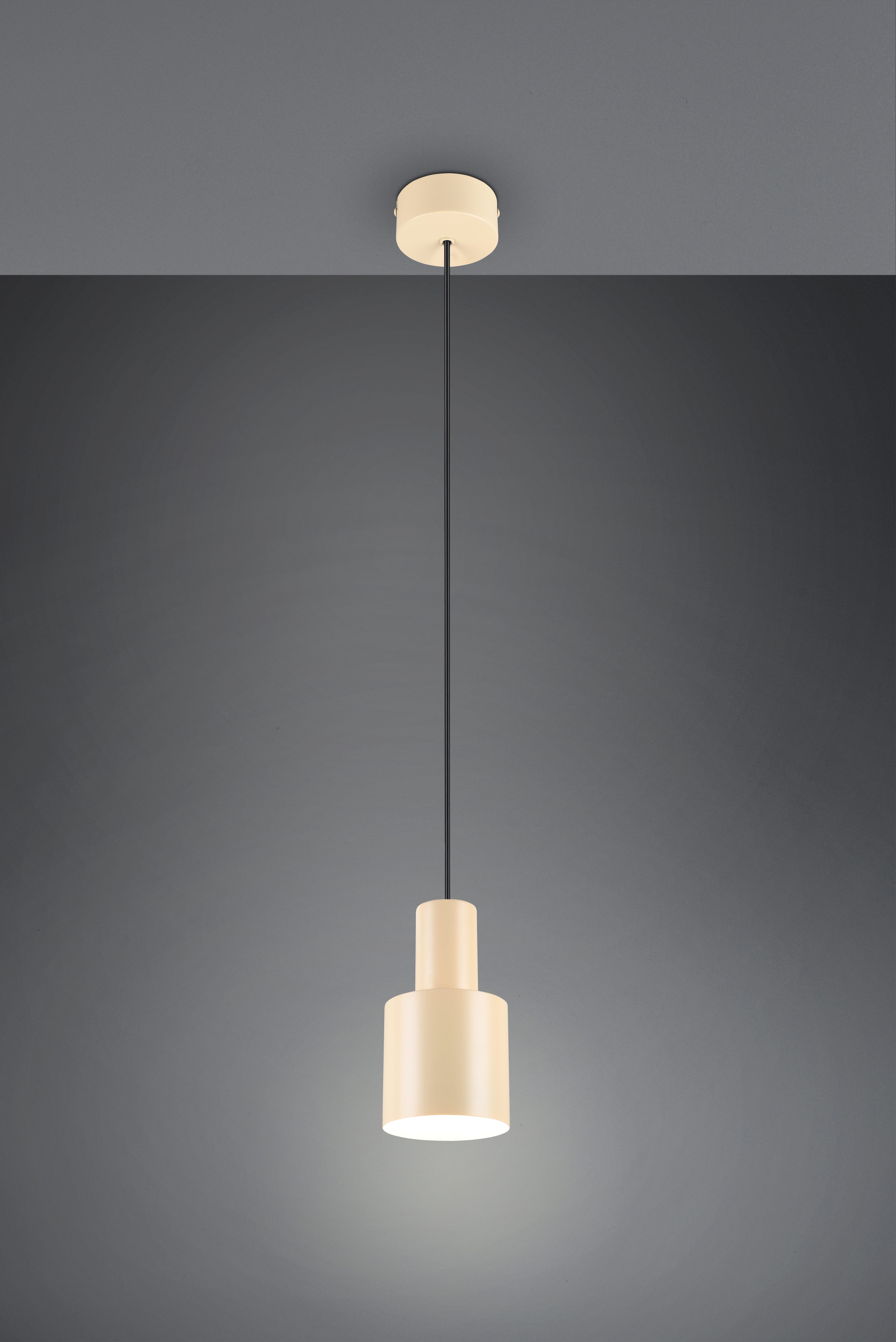 TRIO Leuchten Pendelleuchte AGUDO, Hängelampe 1-flammig, exkl 1xE27 max 10W, höhenverstellbar, Leuchtmittel wechselbar, warmweiß - kaltweiß, Hängelampe Ø 12cm,  – Bild 4 von 5