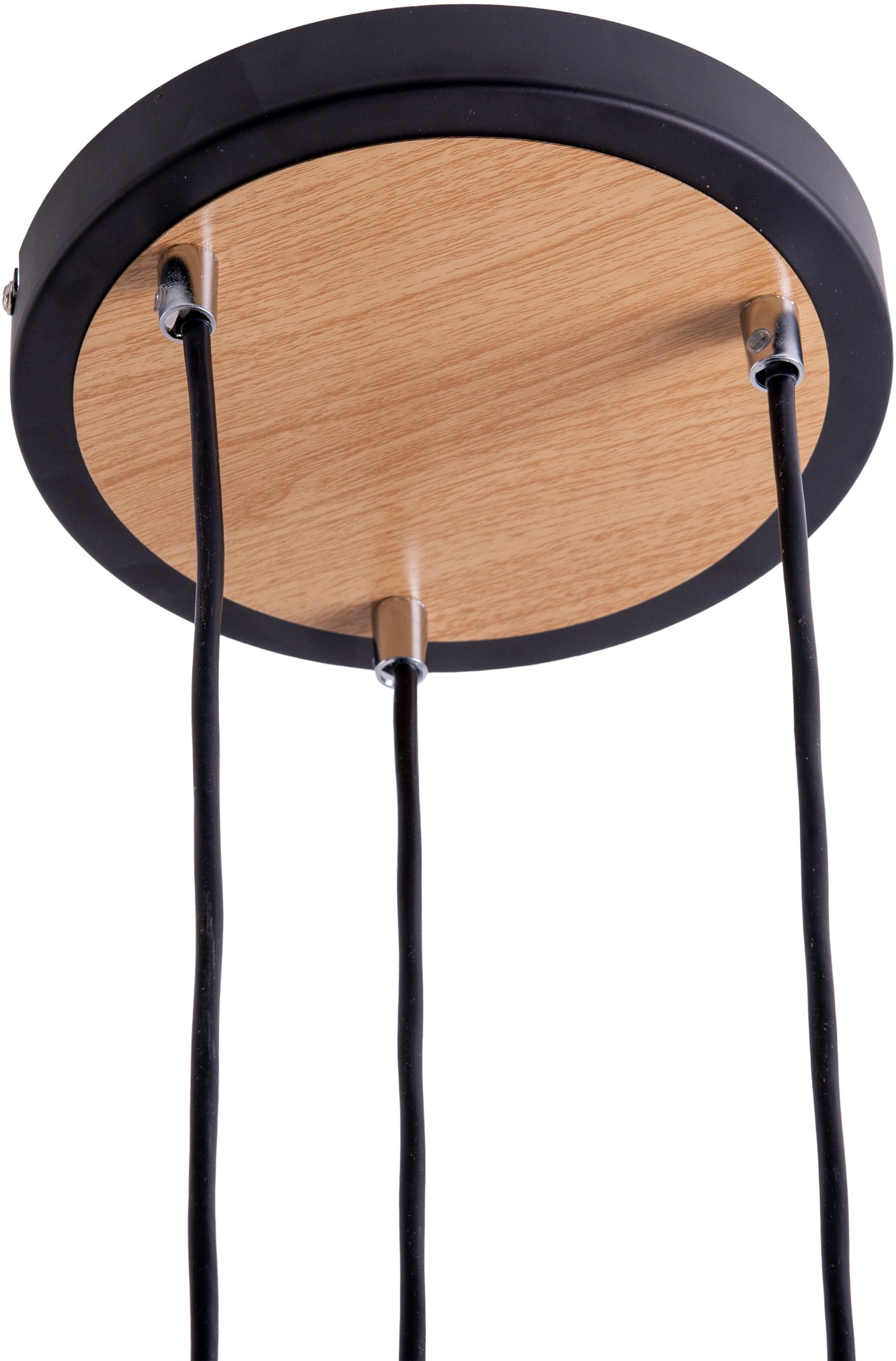 schwarz 123cm natur Fumoso, Pendelleuchte Glasschirme 3xE14 näve ohne dunkel getönt (rauchoptik) Leuchtmittel, Höhe
