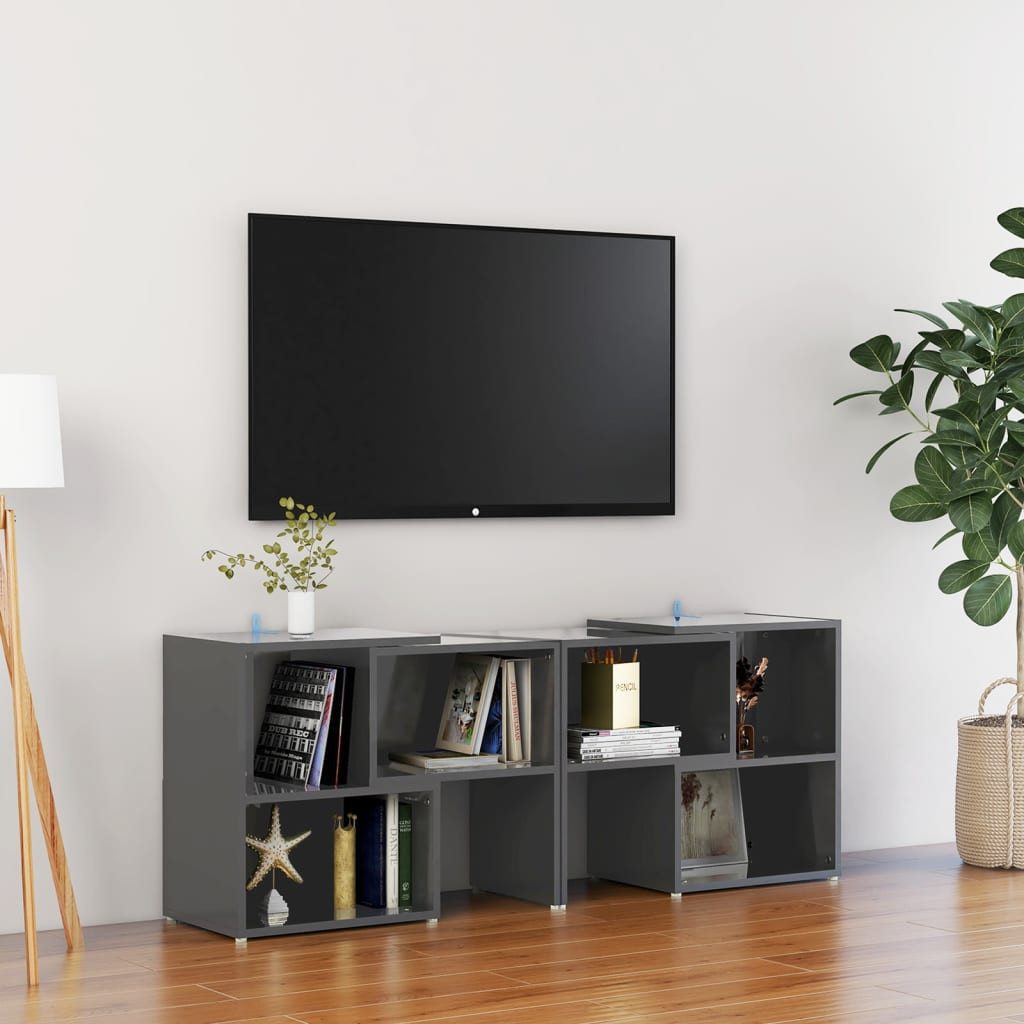 furnicato TV-Schrank Hochglanz-Grau 104 x 30 x 52 cm (1-St) Modulares Lowboard mit viel Stauraum für das Wohn- oder Schlafzimmer