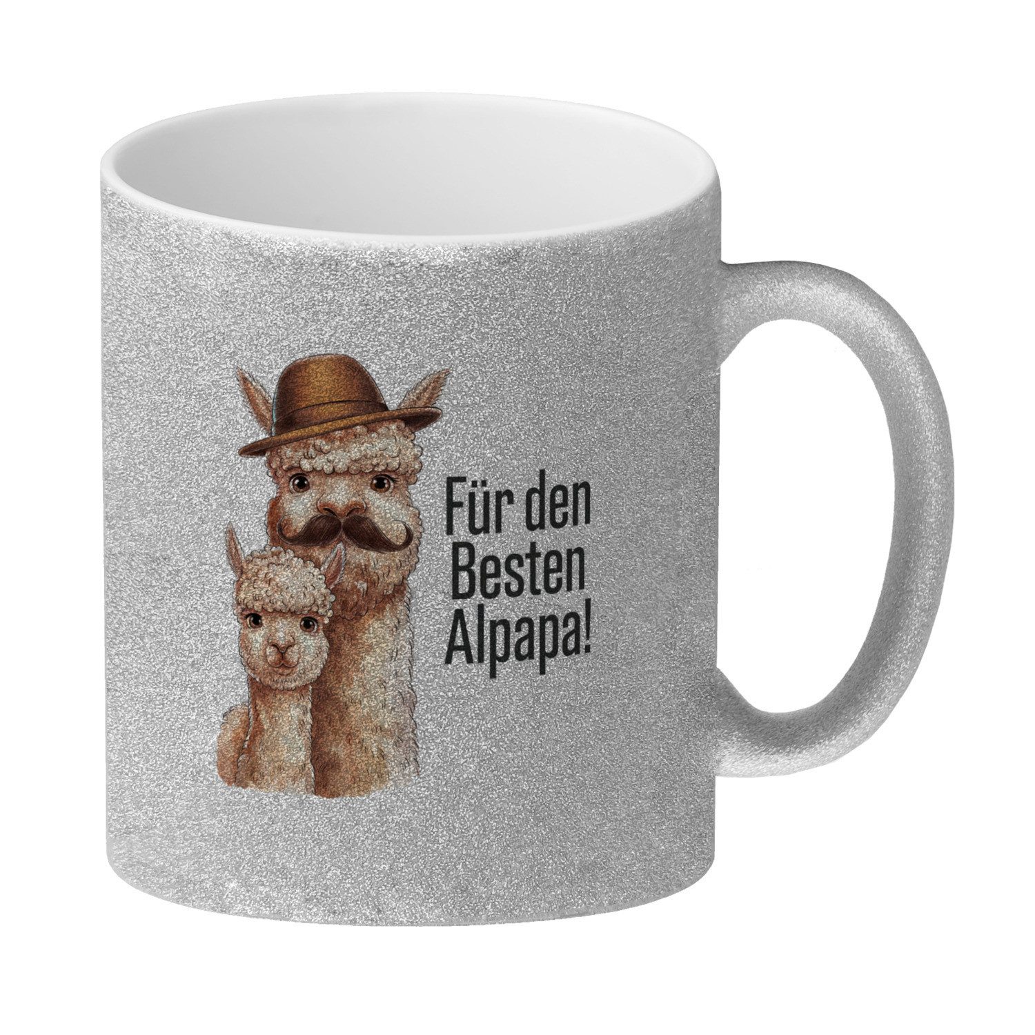 speecheese Tasse Für den besten ALPAPA! Glitzer-Kaffeebecher - Alpaka Papa