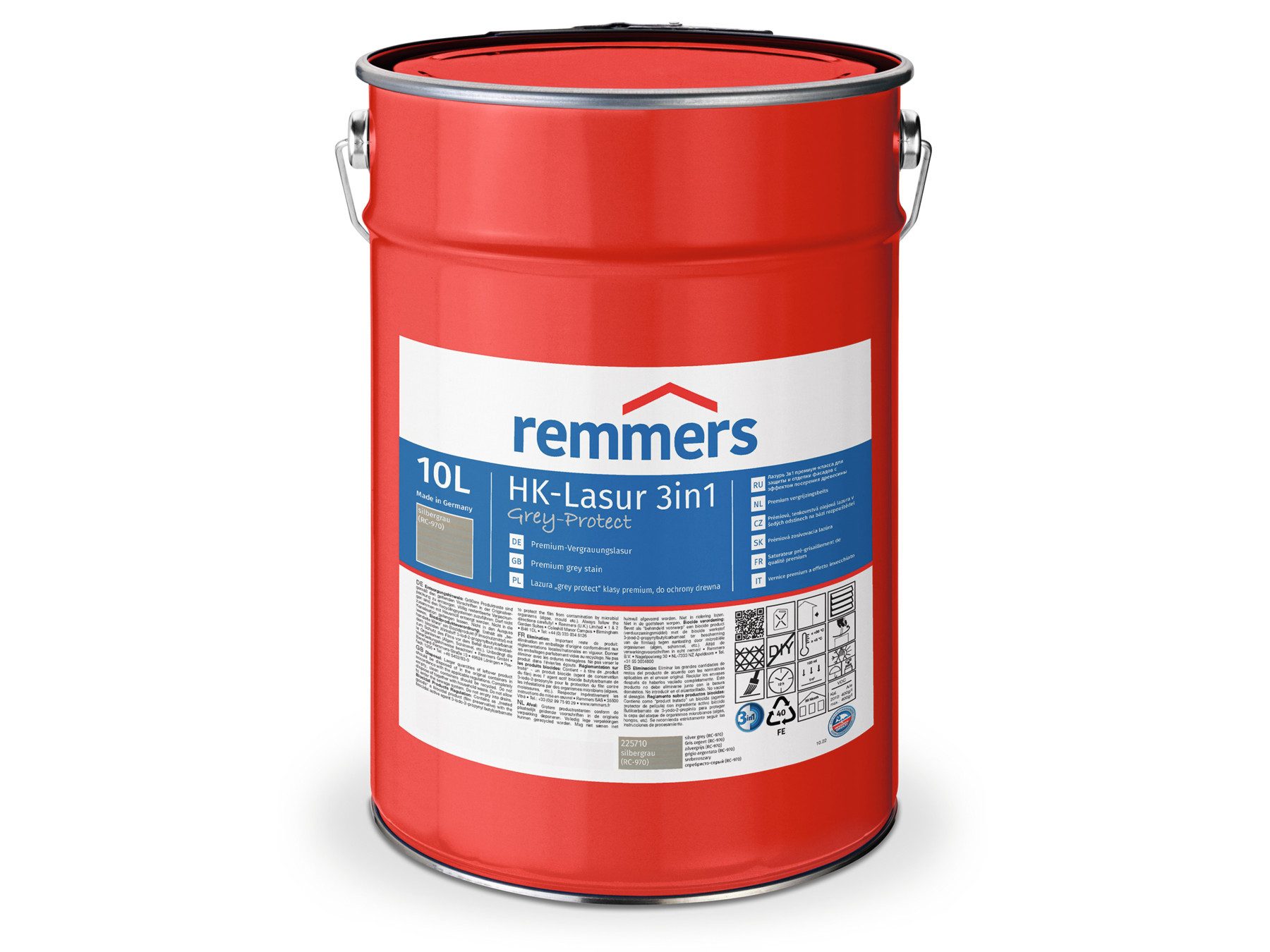 Remmers Holzschutzlasur HK-Lasur 3in1 Grey-Protect 10 Liter, 3in1 Holzschutz, Feuchtigkeit- und UV-Schutz