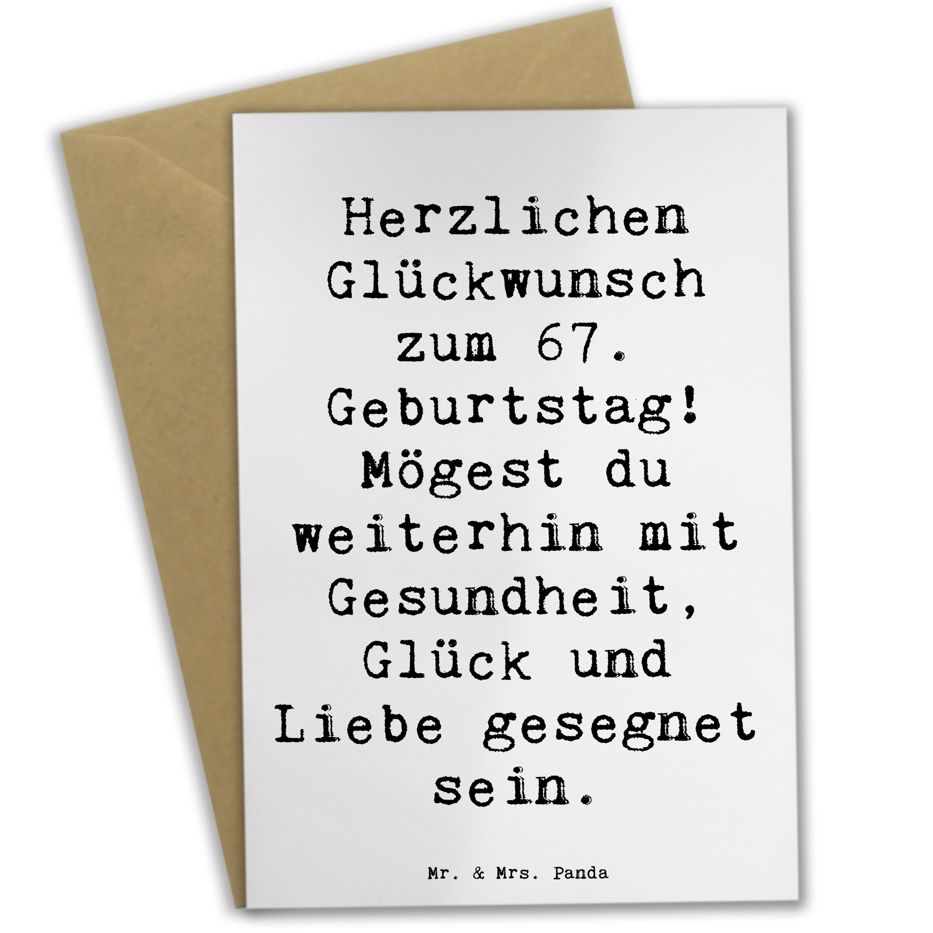 Grußkarte Spruch 67. Geburtstag - Weiß - Geschenk, Glück, Liebe, Ansichtskarten