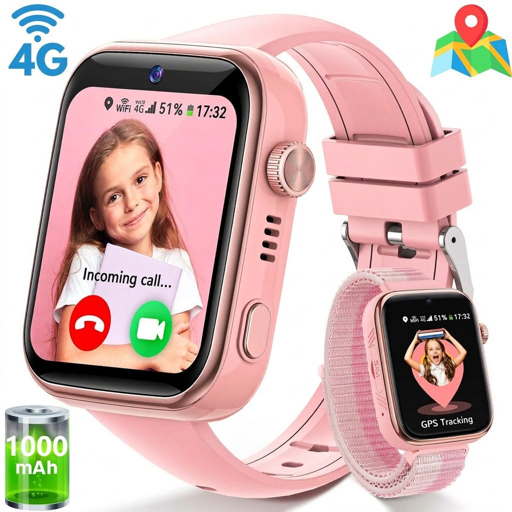 SWGOTA 4G Kinder Smartwatch mit Telefonfunktion und GPS, SOS,Zwei-Wege-Anrufe Smartwatch (4,64 cm), Kindersmartwatch mit WLAN, Bildkompetenz für 4–12 Jungen und Mädchen