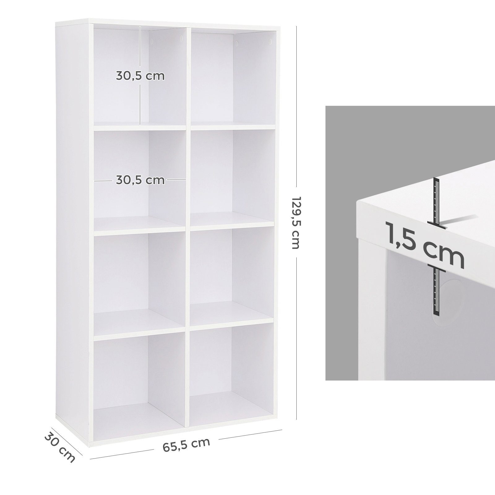 Bücherregal Raumteiler, VASAGLE freistehend, Standregal, Weiß Dekoration
