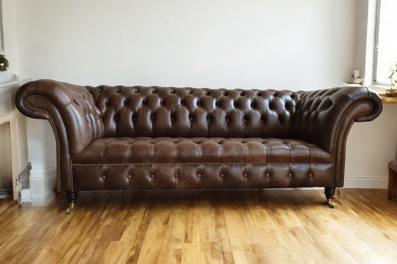 Chesterfield-Sofa Chesterfield Sofa 3 Sitzer Designer Couchen Sofas 100% Leder Sofort