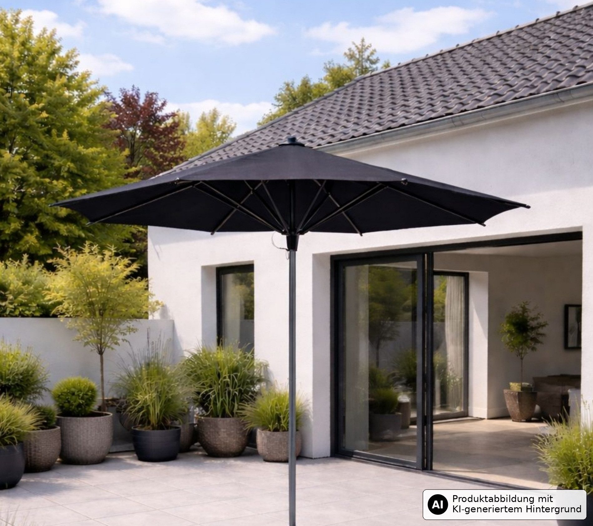 Leco Sonnenschirm Aluminium Premium Sonnenschirm Partyschirm rund 3m blau - sehr stabil, LxB: 300x300 cm, Lieferung ohne Schirmständer, UV 50+ und 250g/m2 Bespannung