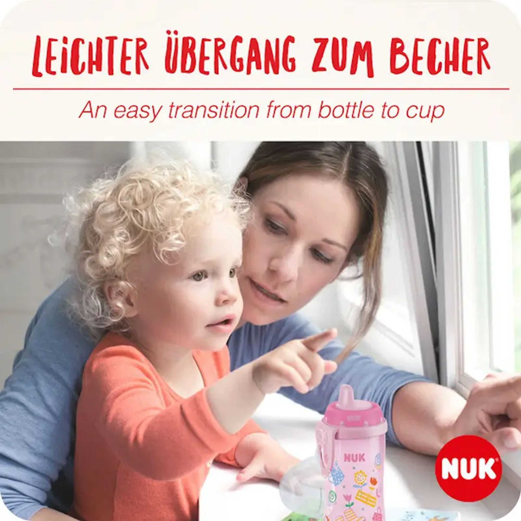 NUK Babyflasche NUK Babytrinklernflasche/Trinkbecher + Babyflasche Kiddy Cup set
