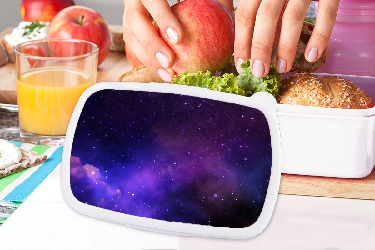 Universum, Sternenhimmel - für Brotdose, Lunchbox (2-tlg), und Kinder Mädchen Erwachsene, und Sonne - weiß Brotbox Kunststoff, für MuchoWow Jungs