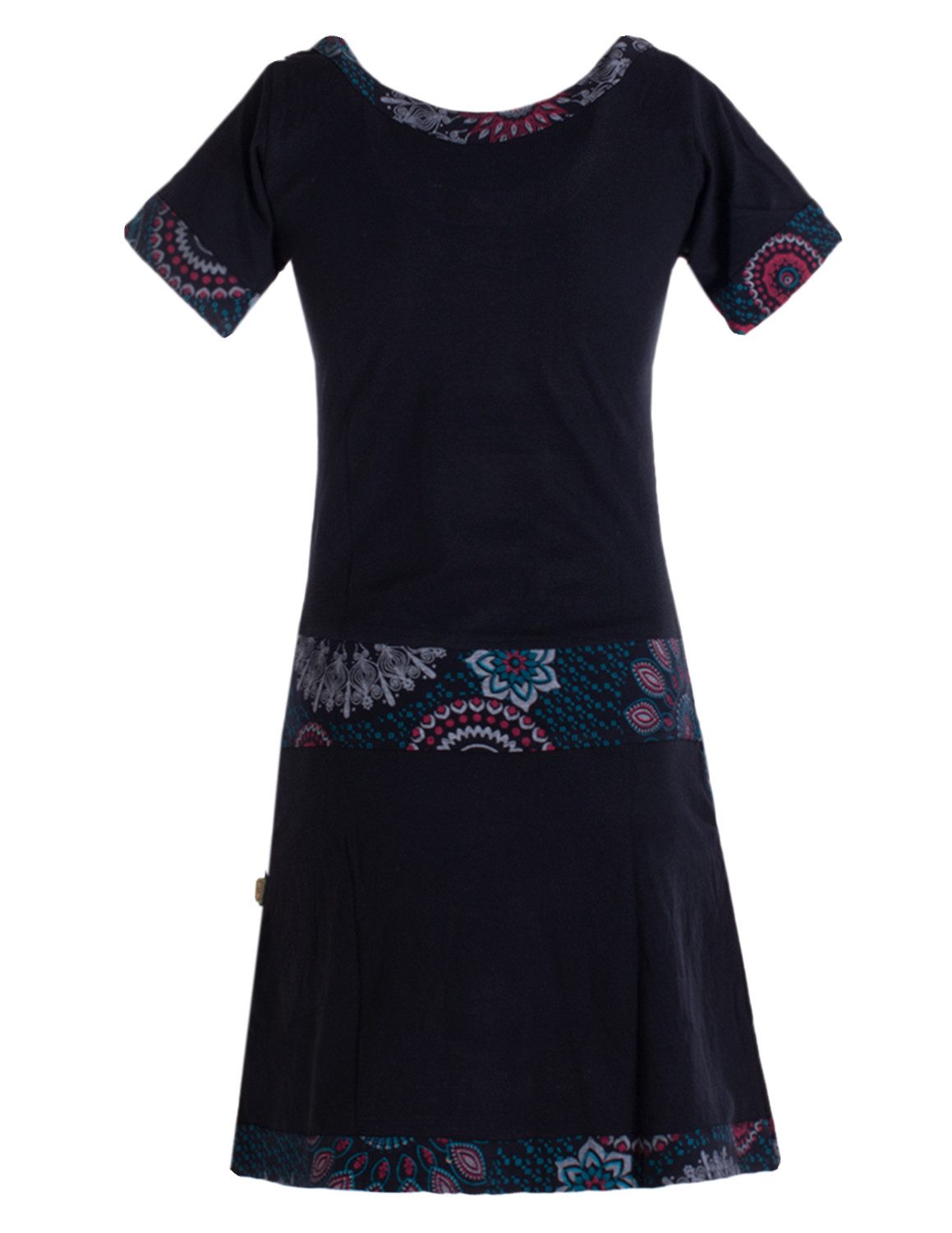 Vishes Jerseykleid Damen Sommerkleid Kurzarm Jersey-Kleid Tunika-Kleid T-Shirtkleid Boho, Goa, Retro Style