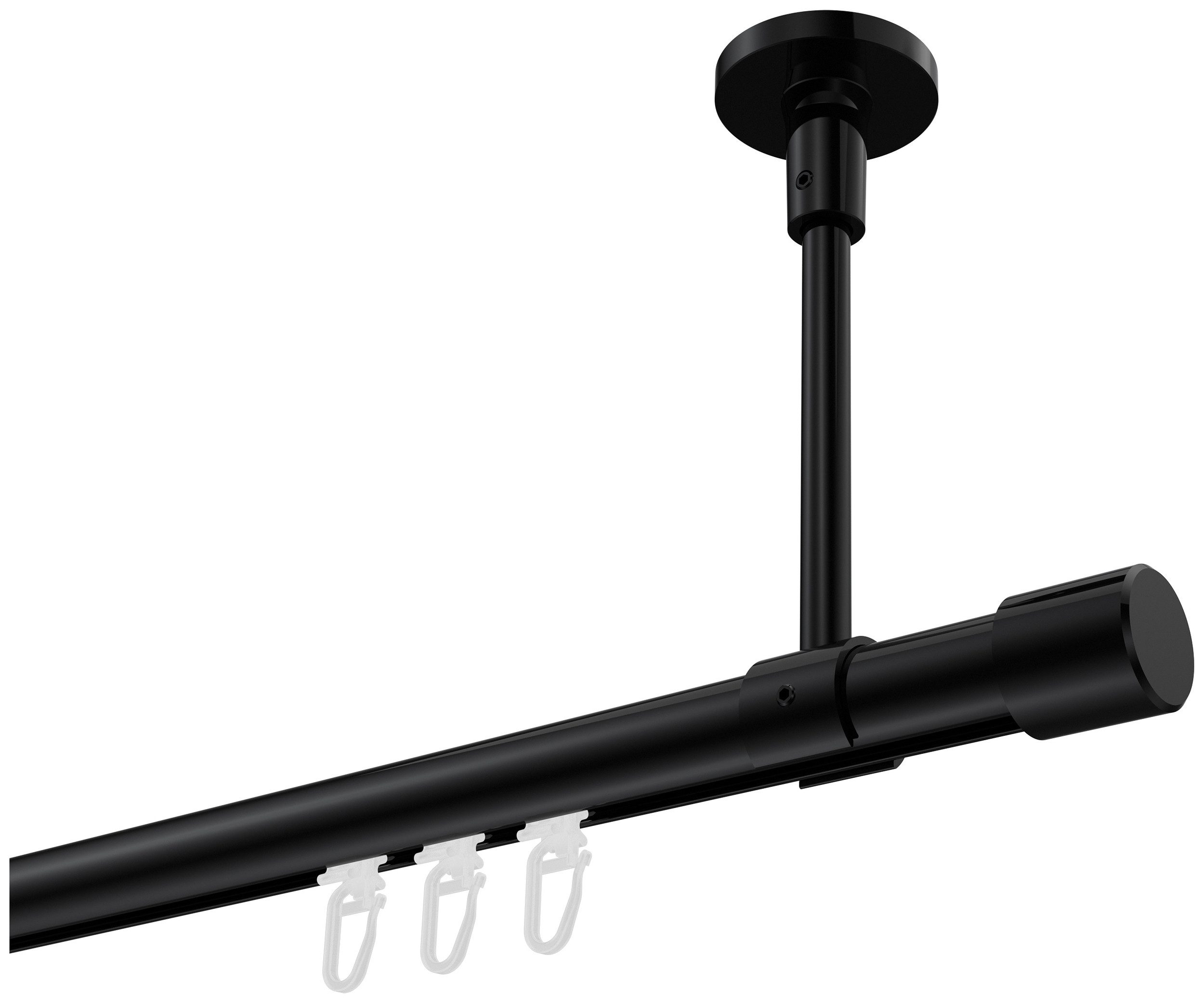 INTERDECO Innenlaufschiene Sonette Santo, Ø 20 mm, 1-läufig, Fixmaß, kürzbar, Deckenmontage, Aluminium, Schwarz