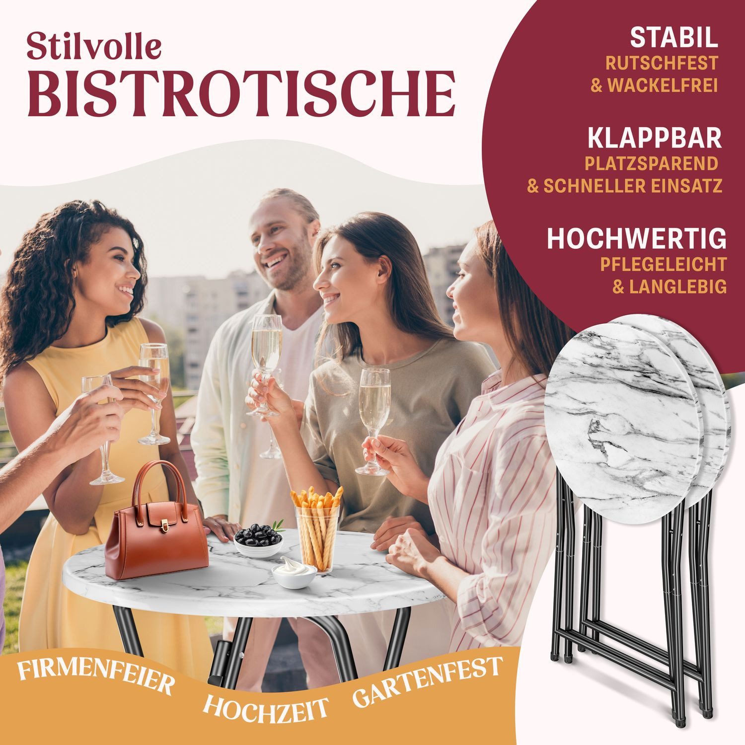 KESSER Bistrotisch Stehtisch Bistrotisch mit PVC-Platte Wetterbeständiger K günstig online kaufen