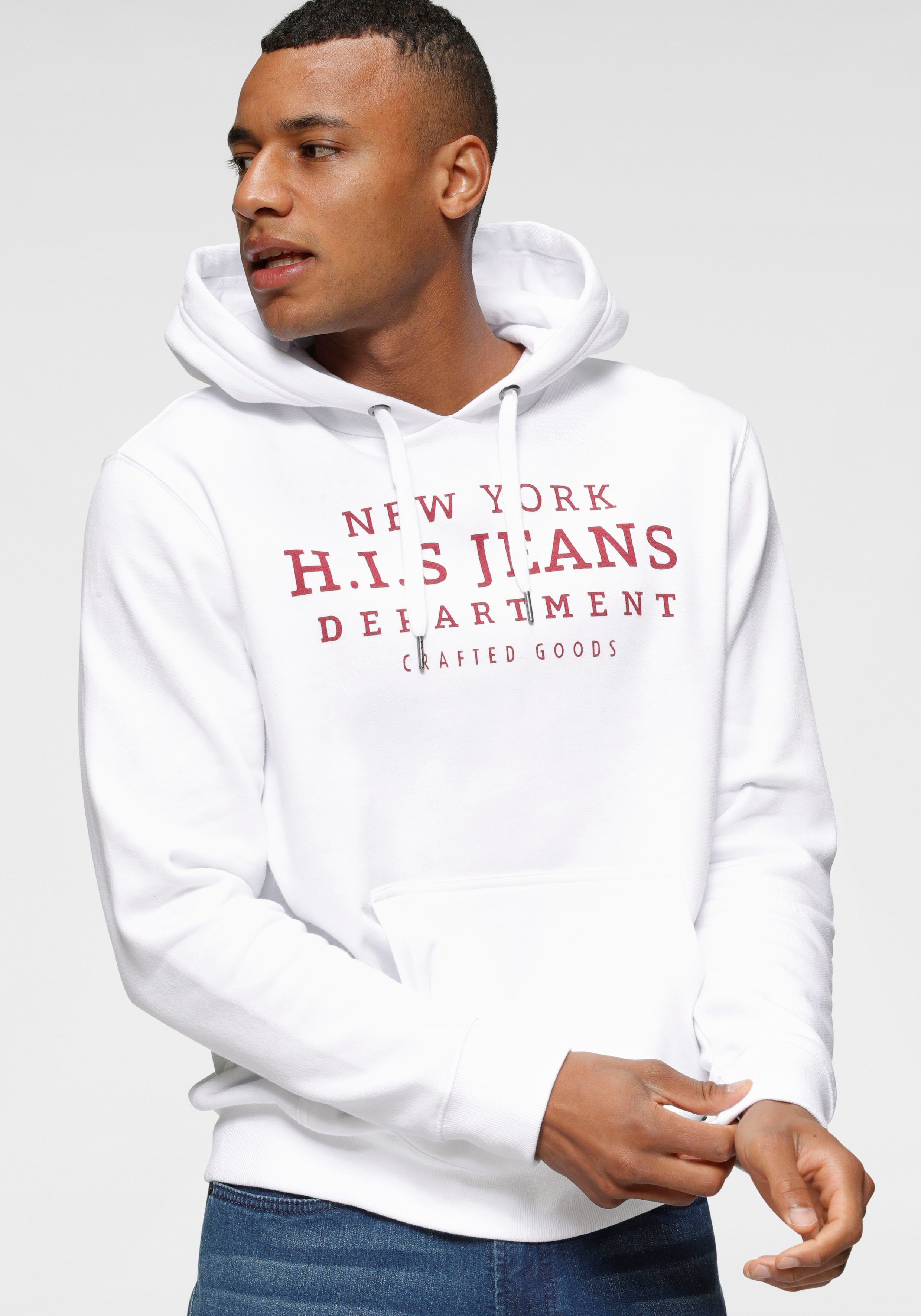 H.I.S Kapuzensweatshirt mit an weiß Kapuze der Zahlenprint