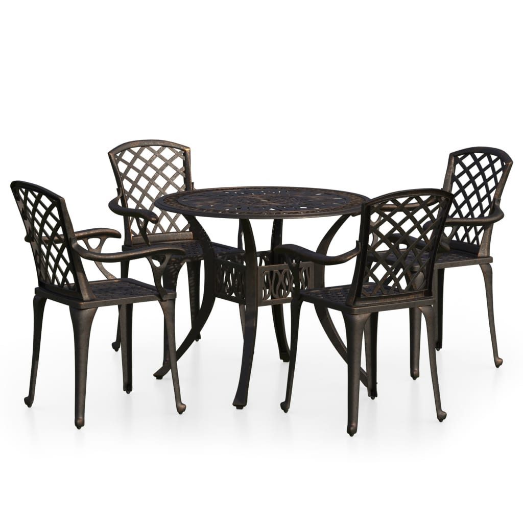 vidaXL Gartenlounge-Set 5-tlg. Bistro-Set Aluminiumguss Bronzen, (4-tlg)
