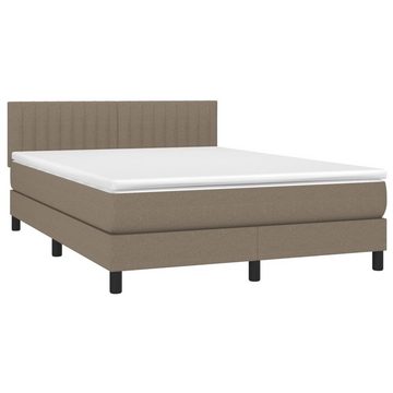 vidaXL Bettgestell Boxspringbett mit Matratze LED Taupe 140x200 cm Stoff Bett Bettgestel