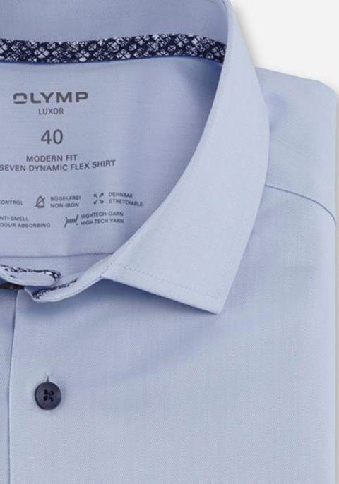 24/7 Flex Luxor bleu in Dynamic modern fit Kurzarmhemd OLYMP Quality