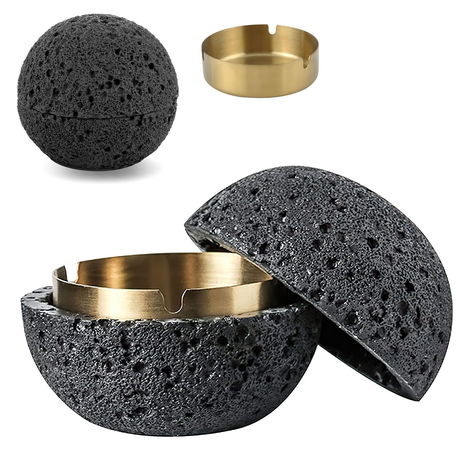 SURFOU Пепельницы Tischabfalleimer mit Deckel Abfallbehälter Küchen Abfalleimer, Edelstahl Für Draußen Balkon Geruchsdicht Tischdeko