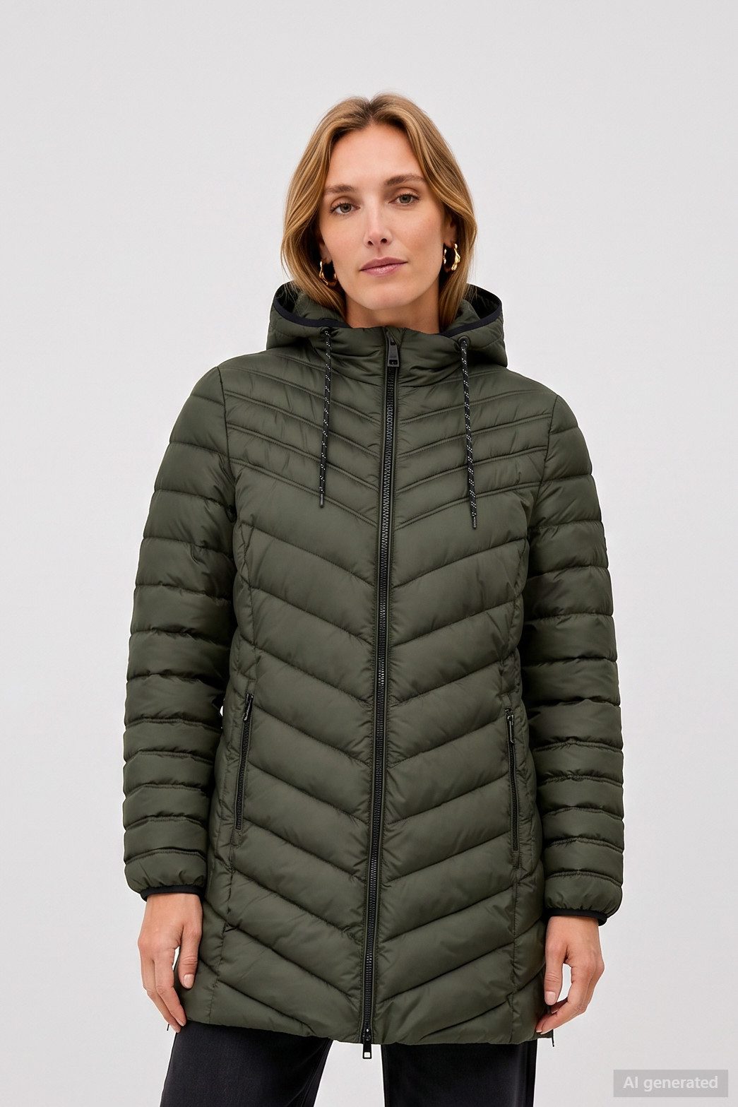 Barbara Lebek Steppjacke lange Damenjacke, warme Übergangsjacke mit seitlichen Reißverschlüssen