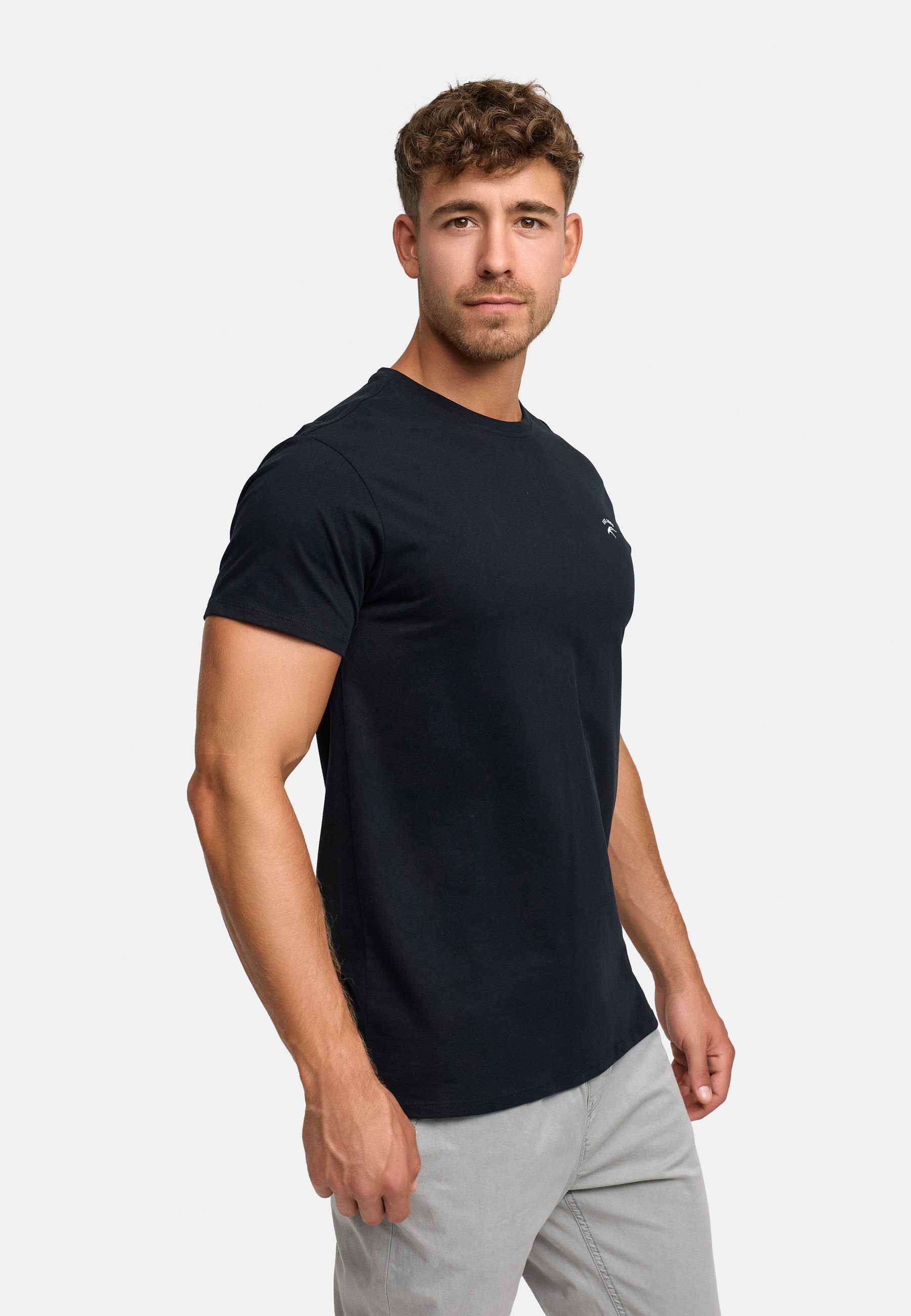 Indicode T-Shirt Herren Kloge Shirt Tee Herrenshirt mit dezentem Label-Deta günstig online kaufen