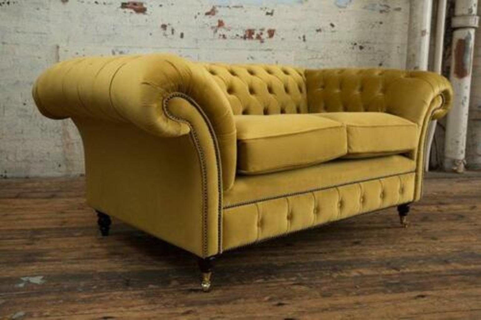 Samt JVmoebel Designer 2 Couchen Sitzer Cheserfield Sofa Couch Chesterfield-Sofa, Textil