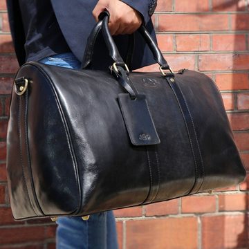 SID & VAIN Reisetasche Leder Weekender Unisex FRANKLIN, Echtleder Reisegepäck für Damen & Herren, Sporttasche XL schwarz