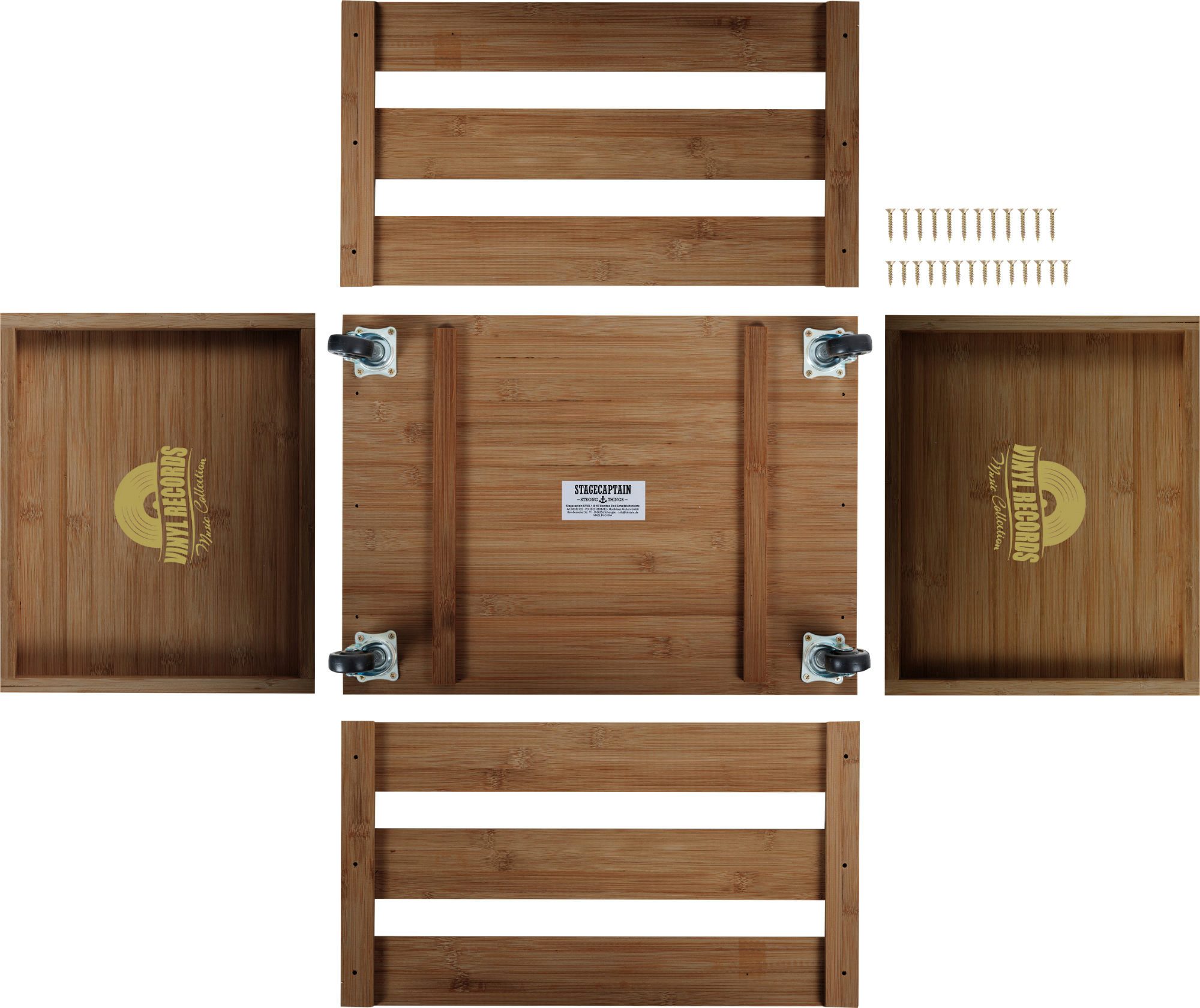 Stagecaptain Holzkiste Emil Schallplattenkiste Bambus Braun für bis zu 100 LPs (1 St), für bis zu 100 LPs - aus Vollholz im Retro-Design – Bild 3 von 5