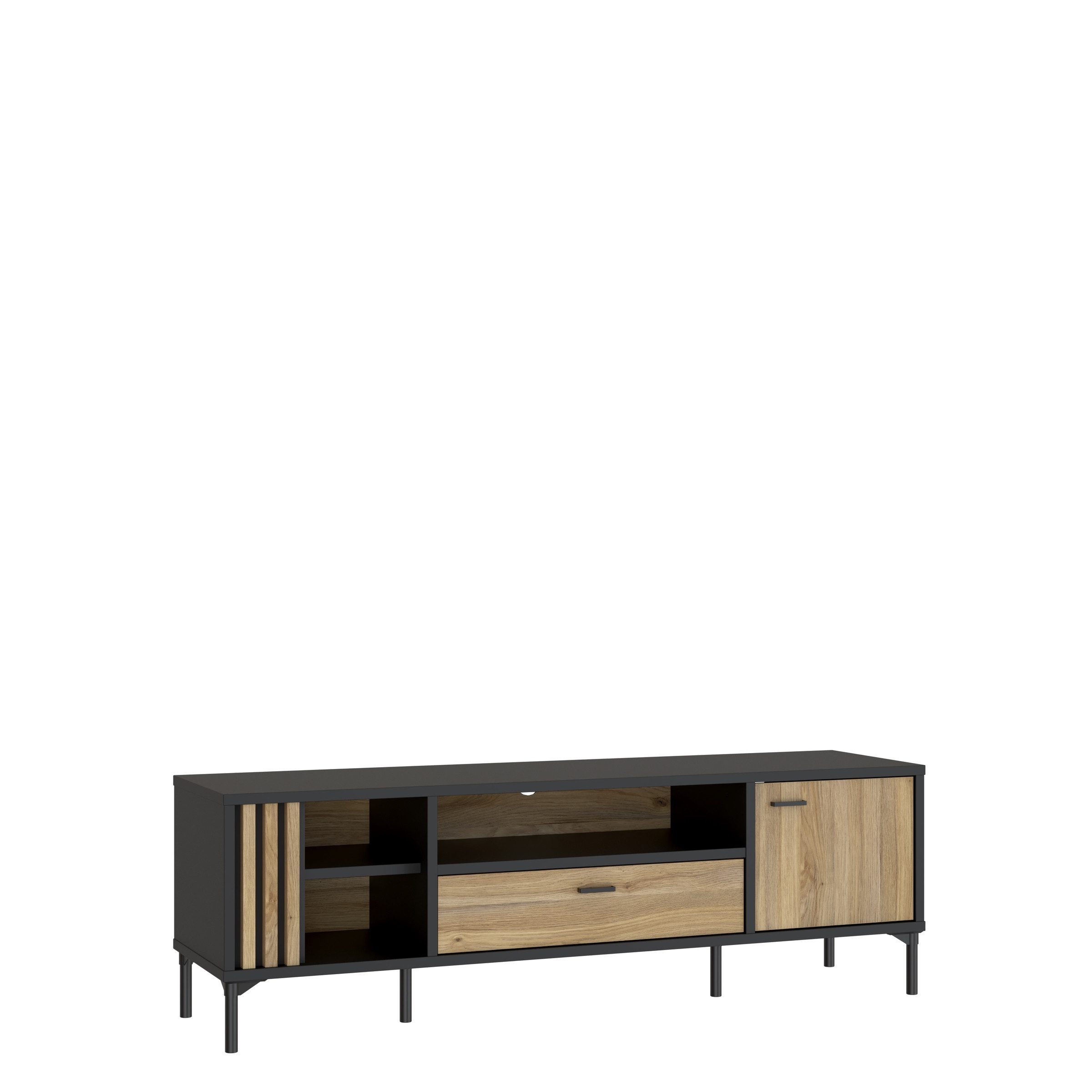freiraum TV-Board JOAKIMIS, Lamelle, Mauvella Eiche Dekor / Schwarz - 159,5x51x41,5cm (BxHxT)