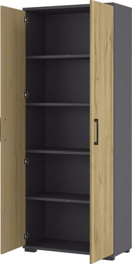 möbelando Aktenschrank 416 (BxHxT: 80x200x40 cm) in anthrazit, hellbraun mit 2 Türen und 4 Einlegeböden