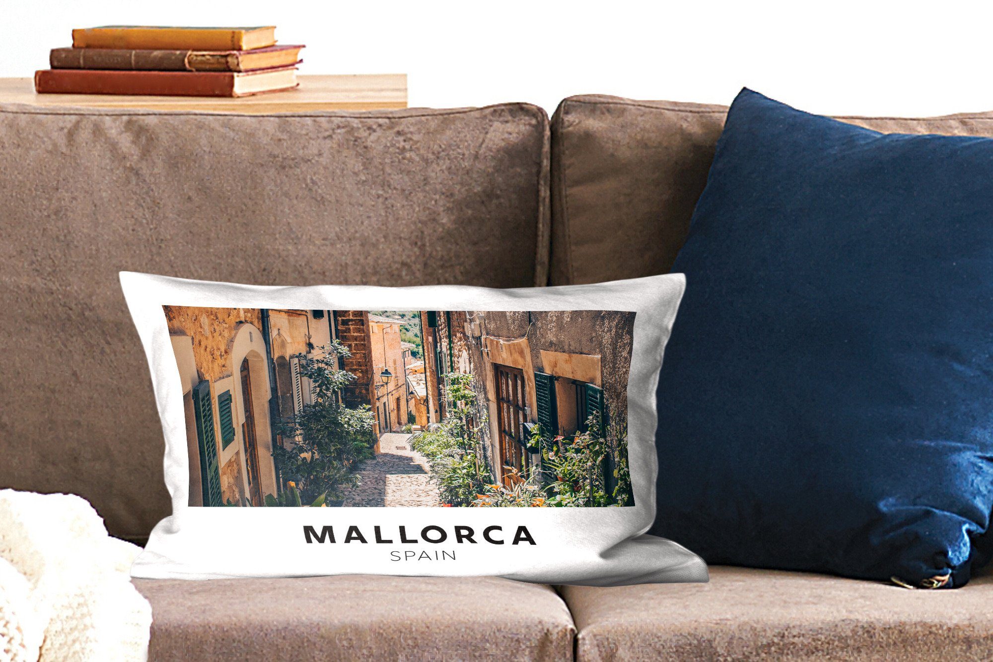 MuchoWow Dekokissen Mallorca - Spanien Dekokissen Dekoration, Schlafzimmer Füllung, Zierkissen, Wohzimmer - mit Pflanzen