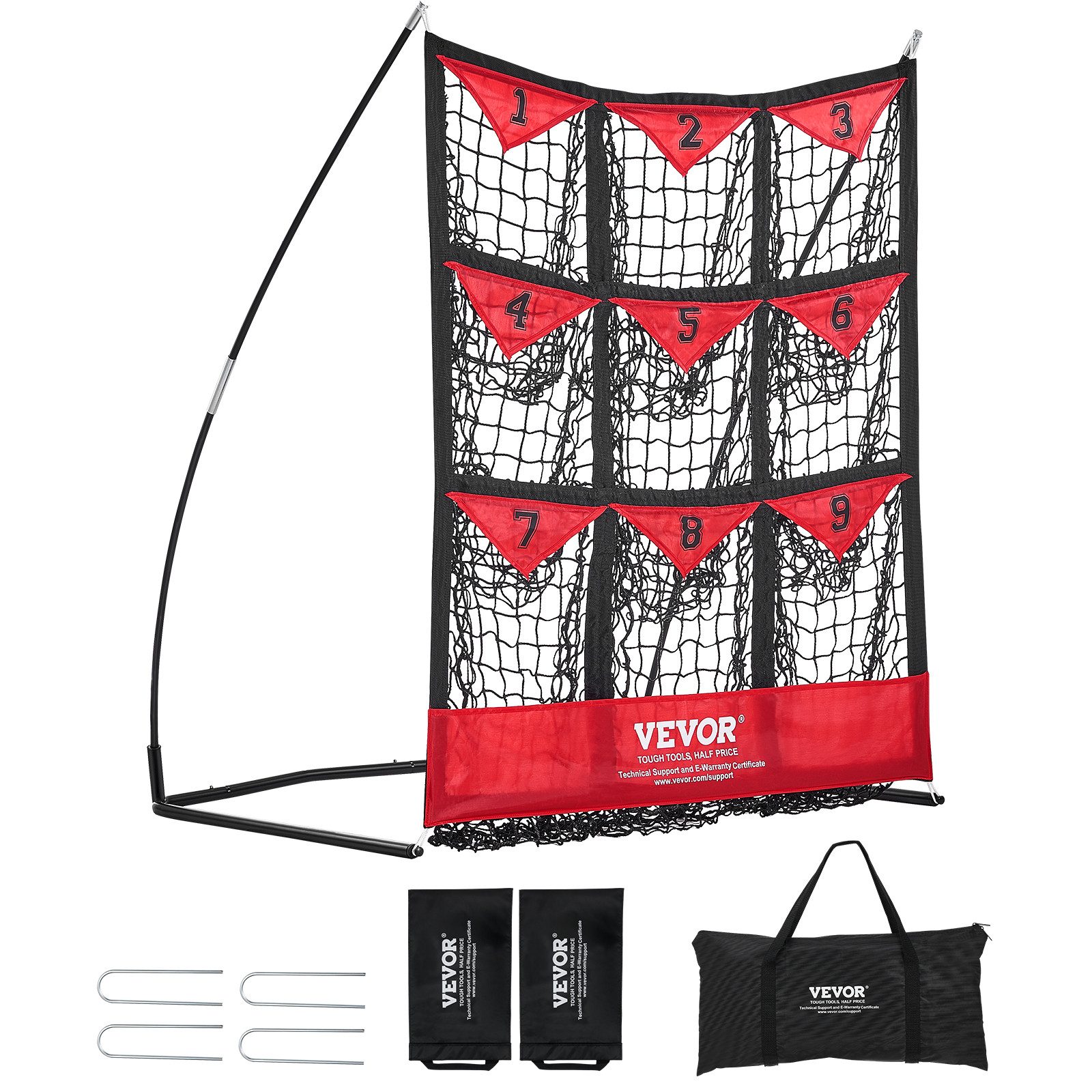 VEVOR Badmintonnetz 9 Nummerierte Taschen, Baseball & Softball Pitching Target Polyester