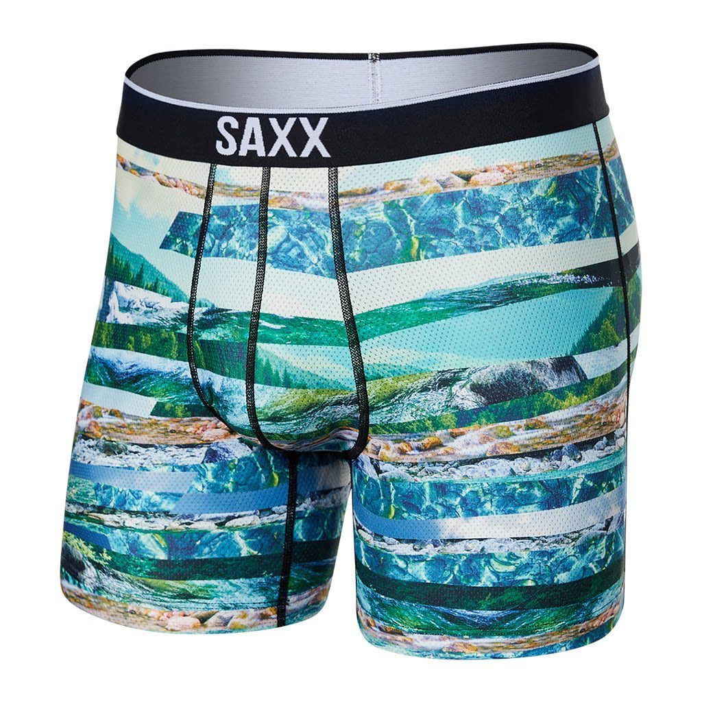 SAXX Lange Unterhose Saxx M Volt Boxer Brief Herren Kurze Unterhose River Run Stripe - Multi