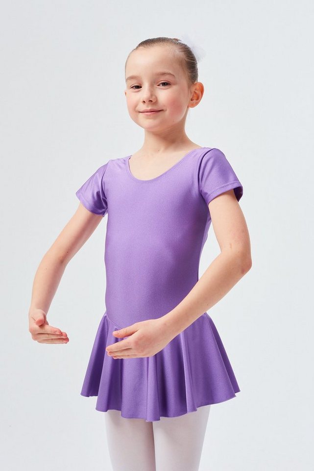 tanzmuster Bodykleid Ballettkleid Marina aus glänzendem Lycra Ballettbody mit Röckchen für Mädchen