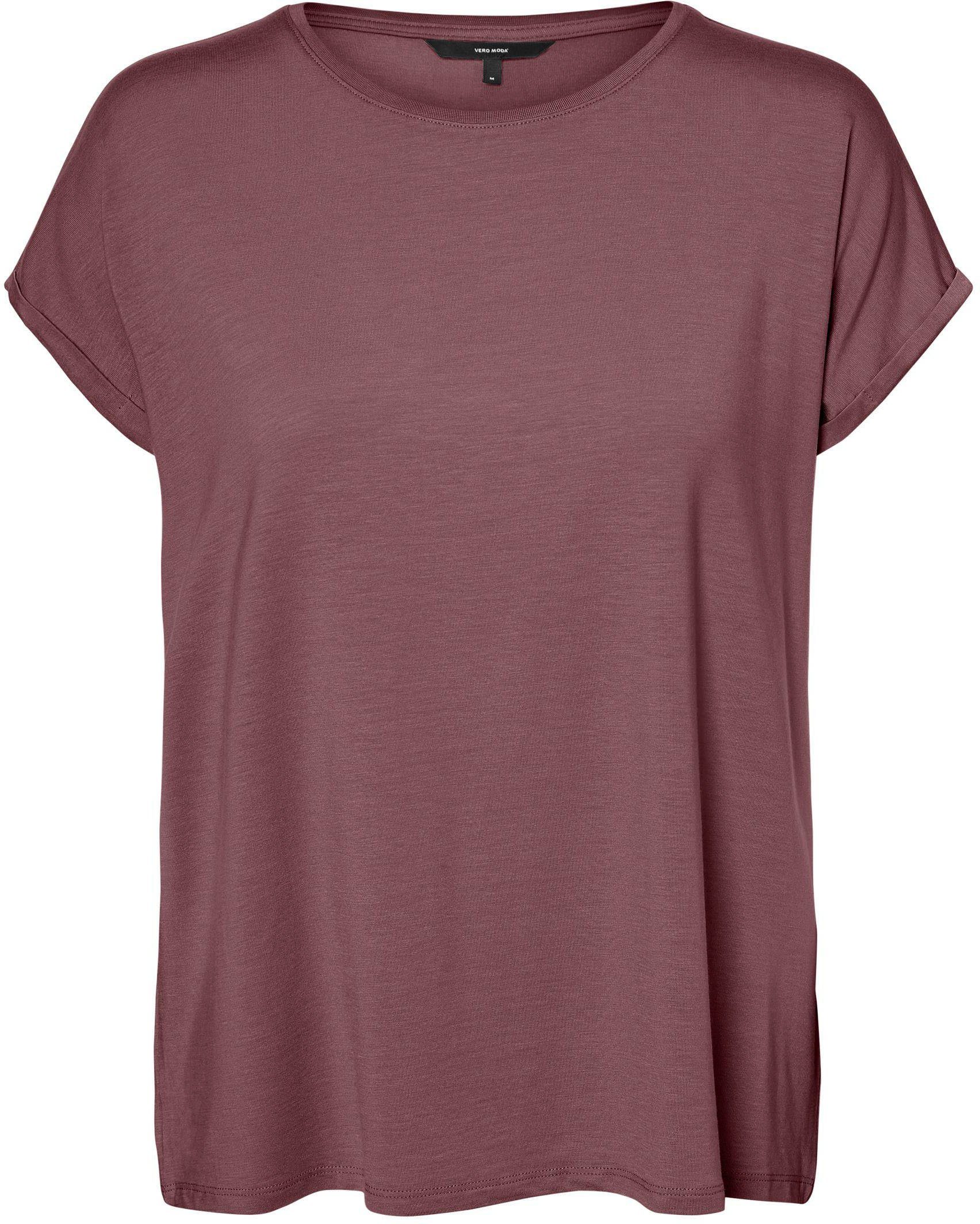 Rundhalsshirt PLAIN VMAVA SS Brown TOP Moda NOOS GAJRS Rose Vero