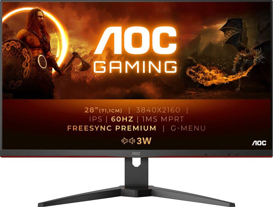 AOC U28G2AE/BK LED-Monitor (71 cm/28 ", 3840 x 2160 px, 4K Ultra HD, 1 ms Reaktionszeit, 60 Hz, IPS)