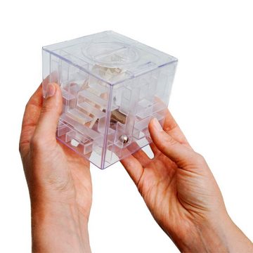 Goods+Gadgets Spardose 3D-Kugel-Labyrinth Geschicklichkeitsspiel, Geldgeschenk Sparschwein