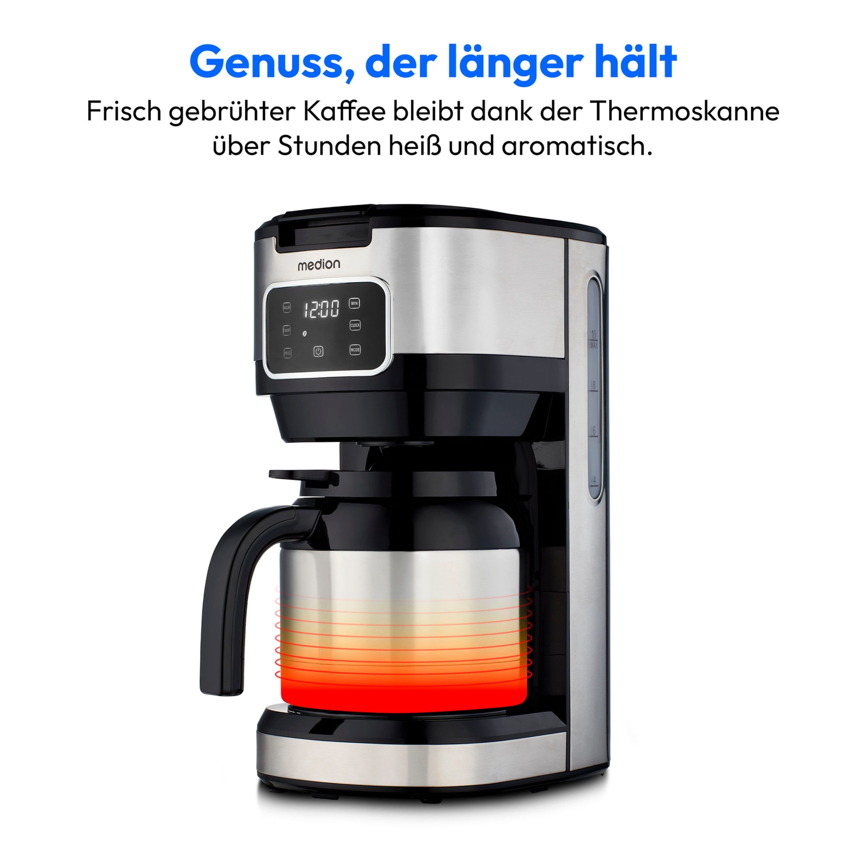 Medion® Toaster MEDION LIFE Kaffeemaschine mit Thermoskanne, 900 W – Bild 4 von 5