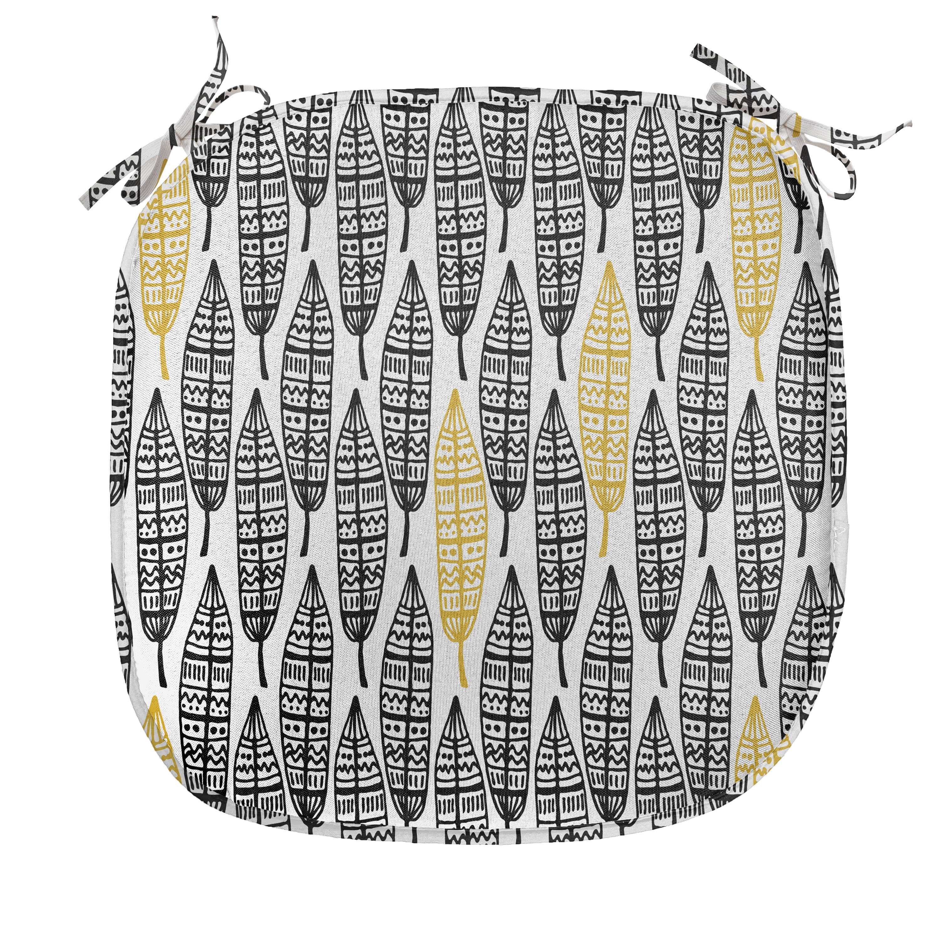 mit Riemen Feder Abakuhaus Style Art für Tribal Stuhlkissen Dekoratives wasserfestes Kissen Küchensitze,